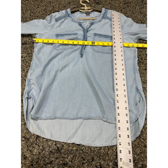 Eddie Bauer Women Top Size L Blue Tunic Coastal Cowgirl Lightweight Minimalist - Picture 3 of 7